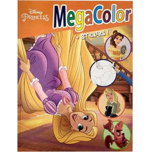 Disney Princess - Megacolor Oranje - kleurboek met +/- 125 kleurplaten en 1 stickervel - knutselen - kleuren - tekenen - creatief - kado