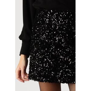 Neo Noir Miva Velvet Sequins Skirt Dames - Korte rok - Zwart - Maat M