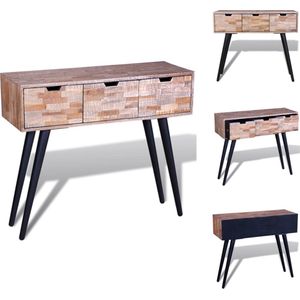 vidaXL Salontafel - Salontafel - Salon Tafel - Salon Tafels - Wandtafel met 3 lades gerecycled teakhout