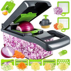 Getnes Kitchen Groentesnijder - Multifunctionele Mandoline - 19-delige Set - RVS - BPA vrij - Wit