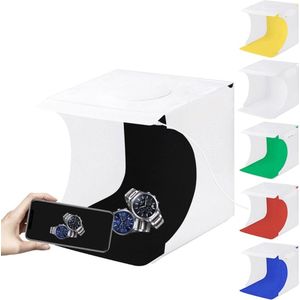 Professionele Fotostudio Box – Fotostudio met LED Verlichting – Opvouwbaar Lightbox – Draagbaar Fotobox – 6 Kleuren Achtergrond – Productfotografie – Achtergrond Fotografie – Fototent – Fotodoos – Softbox – 20x20x20cm Improducts