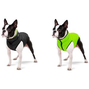 AiryVest Versatile Hondenjas / Hondenjack - Gevoerd - Omkeerbaar - Lime-Black - Maat: S30 (GELIEVE ALVORENS BESTELLEN OPMETEN)