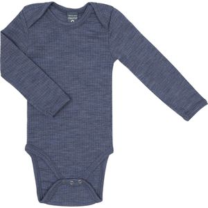 Wollen romper - Smallstuff Rompertje Merinowol - Denim blauw - Lange mouwen wol - Maat 56 t/m 86 - Deens Design