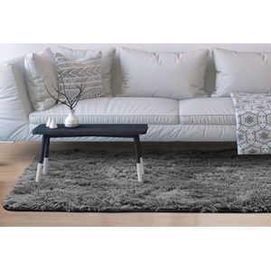 Pluche tapijt - korte pool - antislip - 80 x 120 cm - donkergrijs