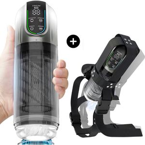 Toys Hub® Automatische Masturbator MAX met Strap - E-book – LED scherm – Water Massage - Pocket Pussy - Blowjob Simulator - Elektrisch - Sex Toys voor Mannen Zelf Aftrekken - Zwart