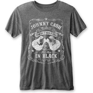 Johnny Cash Heren Tshirt -S- The Man In Black Grijs