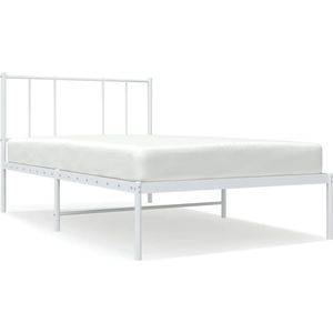 vidaXL - Bedframe - met - hoofdbord - metaal - wit - 90x190 - cm