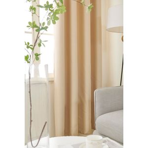 Home of Curtains - RUBEN - Gordijn - Met Ringen - Verduisterend - Kant en Klaar - 150x270 cm - Beige - 1 Stuk