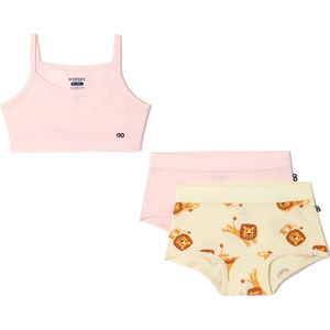Woody ondergoed set meisjes - leeuw – roze - 1 topje en 2 boxers - maat 164