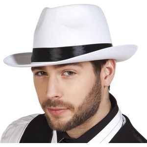 4x stuks witte maffia gangster hoed voor volwassenen - Carnaval verkleed hoeden