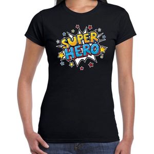 Super hero cadeau t-shirt zwart voor dames - hero jarig / kado shirt / outfit XL