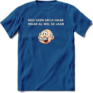 Nog geen grijs haar maar wel 50 jaar T-Shirt | Grappig Abraham 50 Jaar Verjaardag Kleding Cadeau | Dames – Heren - Donker Blauw - L