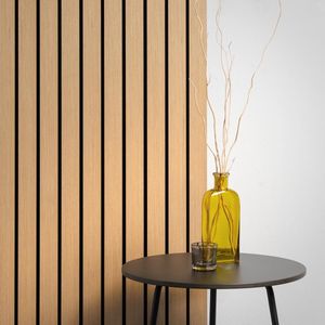 Akudeco® Akoestische wandpanelen 50-10 – Akupanel - Lattenwand - Klassiek eiken – Brede latten - 270 x 60cm