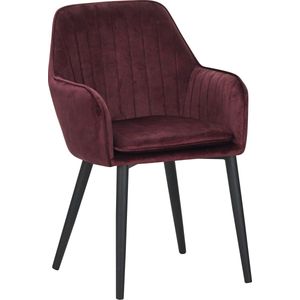 Colenis® - Melly Eetkamerstoel - Set Van 6 - Bordeaux - Fluweel - Velvet - Met armleuning