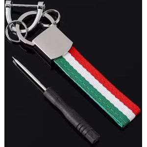 Luxe Vlag Sleutelhanger - Italiaanse Vlag - Zilver - Italiaanse Auto's / Universeel - Keychain Sleutel Hanger Cadeau - Italy - Auto Sleutelhanger