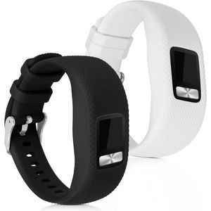 kwmobile horlogeband geschikt voor Garmin Vivofit 4 - Maat S - 2x siliconen armband voor fitnesstracker in wit / zwart