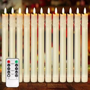 Led staafkaarsen timerfunctie afstandsbediening set 12 elektrische flikkerende vlam batterij Kerstmis huisdecoratie bruiloft feest.