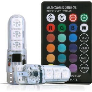VCTparts T10 led Bluetooth RGBW (set) [W5W led met afstandbediening] [Wit - Blauw - Rood - Groen]
