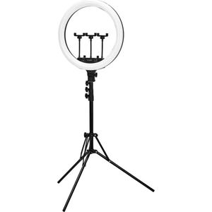 GLOW ring lamp ring 18"" bsc with tripod 45W — 45 centimeter Selfie lamp Ringlamp 18 inch - Verstelbaar statief & afstandsbieding – Geschikt voor smartphone