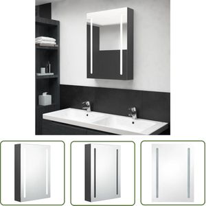 The Living Store Badkamerkast met spiegel en LED 50x13x70 cm grijs - LED Badkamerspiegel - Spiegels Met Verlichting - Badkamerkast Met Spiegel - Wandspiegelkast - Moderne Badkamerdecoratie