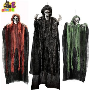 Halloween decoratie - Hangende Magere Hein - 1x 120 cm en 2x 90 cm skelet - Vliegende geest - Spookhuis prop - Binnen en buiten