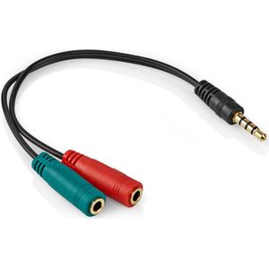 Jack splitter kabel - Microfoon en audio - 3.5 mm naar 3.5 mm - Male to Female - 12 cm - Allteq