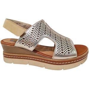 Remonte - Dames Sandalen - Zilver - Leer - Klittenbandsluiting