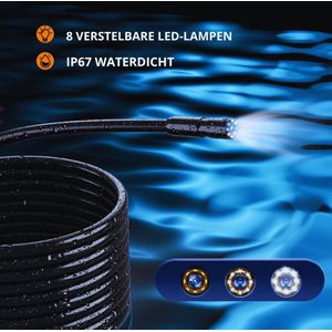 HD Inspectiecamera Met 8 Lampen - IP67 Waterdichte Afvoercamera Voor Foto's en Video's - 5m Halfstijf Snoer (7.1 cm)