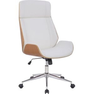 Premium bureaustoel Vitaliano - Wit imitatieleer - Hoogte verstelbaar 44 - 52 cm - Ergonomisch - Luxe