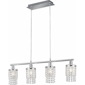 LED Hanglamp - Hangverlichting - Trion Pocino - E14 Fitting - 4-lichts - Rechthoek - Mat Chroom - Aluminium