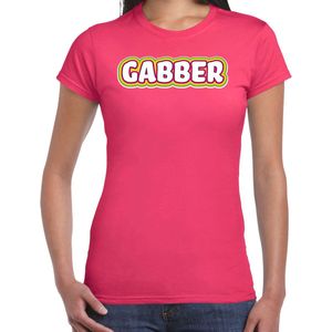 Bellatio Decorations Verkleed t-shirt dames - gabber - roze - foute party/carnaval - vriend/maat XL