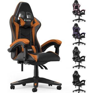 Gamerstoel - Ergonomische gamestoel - Gamerstoel met hoofdsteun en lendenkussen - 90°-155° kantelbaar - oranje