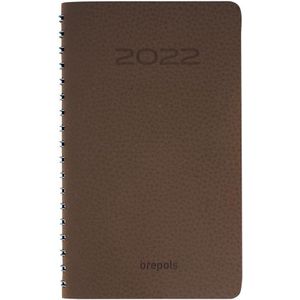 Brepols Agenda 2022 - Interplan - Calvi verborgen Wire-O- 9 x 16 cm - Bruin