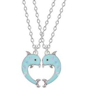 Bixorp Friends BFF Ketting voor 2 met Blauwe Dolfijnen - Vriendschapsketting Meisjes - Best Friends Vriendschap Cadeau voor Twee