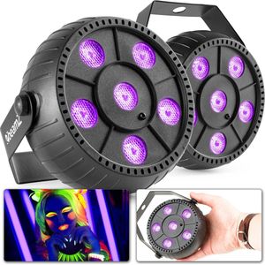 Blacklight - BeamZ PLP14 - Set van 2 Blacklight spots met ingebouwde accu en 6 LED's