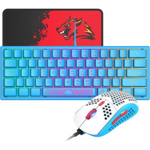 Compact Gaming Toetsenbord En Muis Set Met RGB Verlichting - Ergonomisch Ontwerp, 12000 DPI En Multimediatoetsen