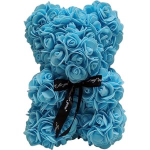 Nivard Rozen Beer - Rose Bear - Teddy - Rozen Beertje - Valentijn Cadeautje Voor Haar & Hem - Cadeautje Vrouw - Blauw