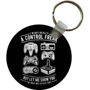 Sleutelhanger - Mancave - Games - Controller - Vintage - Plastic - Rond - Uitdeelcadeautjes - Vaderdag cadeau - Geschenk - Cadeautje voor hem - Tip - Mannen