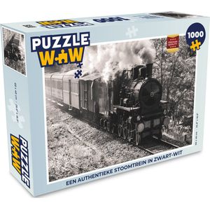 Puzzel Een authentieke stoomtrein in zwart-wit - Legpuzzel - Puzzel 1000 stukjes volwassenen