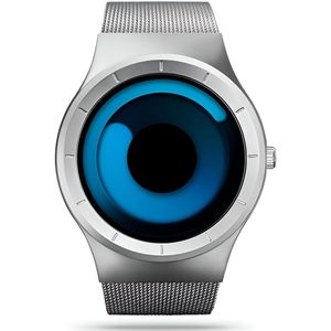 SINOBI 5.0 - Originele Smartwatch - Horloge heren - Quartz horloge met stalen Band (zilver + blauw) - Lichtgevende wijzers