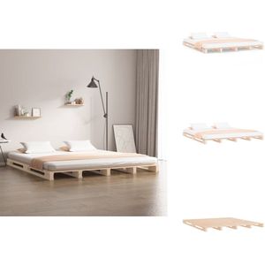 vidaXL Palletbed - Palletbedden - Bed - Slaapkamermeubel - Palletbed massief grenenhout 140x200 cm