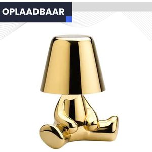 FONKEL® Golden Boy Joey LED Tafellamp Oplaadbaar Goud – Draadloze Lamp Dimbaar – Tafellamp zonder snoer – Bureaulamp Oplaadbaar – Leuke Gadget – Nachtlampje Volwassenen