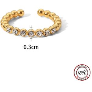 Soraro White Zirkonia Ring | Goud | Wit | 18K Goldplated | Zirkonia | Klemring | Vrouwen Sieraden | Dames Ringen | Vrouwen Ringen