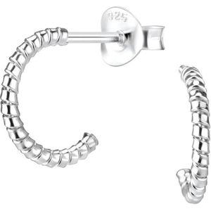 Joy|S - Zilveren oorringen - 12 mm - twisted halve hoepel