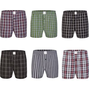 MG-1 Wijde Boxershorts Heren Geruit 6-Pack D626 Multipack - Maat XL - Losse boxershort heren