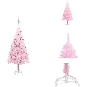 vidaXL Kunstkerstboom Roze - 150 cm - LED-verlichting - USB-aansluiting - Decoratieve kerstboom