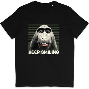 T Shirt Heren - Grappige Aap - Blijf Lachen - Zwart - Maat 3XL