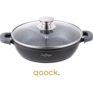 Cheffinger Cooking | Lage Kookpan/Braadpan met deksel | 28cm | Alle Warmtebronnen |SC28