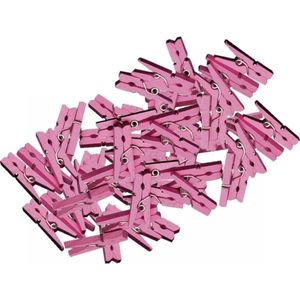 100x stuks mini knijpers roze - 2 cm - Geboorte meisje knijpertjes - Kaartje ophangen kleine knijpertjes