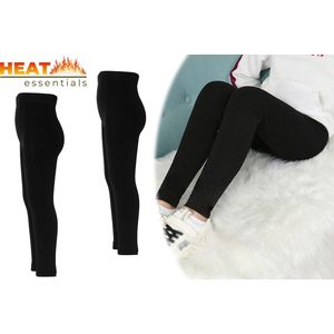 Heat Essentials - Fleece Legging Kinderen - Fleece Panty - 2 Stuks - Zwart - 122-134 - Thermokleding Kinderen - Thermolegging Kinderen - Dikke Fleece Legging - Thermo Ondergoed - Thermo Legging - Thermo Broek